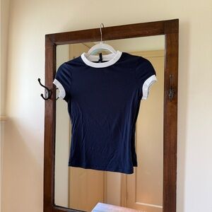 SKIMS Navy Blue and White T-Shirt